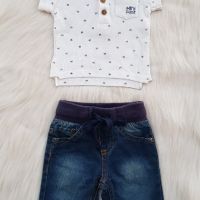 Дънки и риза за бебе 52-56см., снимка 1 - Комплекти за бебе - 45391116