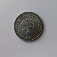 Тунис 5 сантима 1983 Тунизийска монета , арабска монета , снимка 3 - Нумизматика и бонистика - 45026200