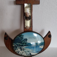Дървена котва с мини пясъчен часовник-стар сувенир от Франция, снимка 1 - Сувенири от дърво - 44943277