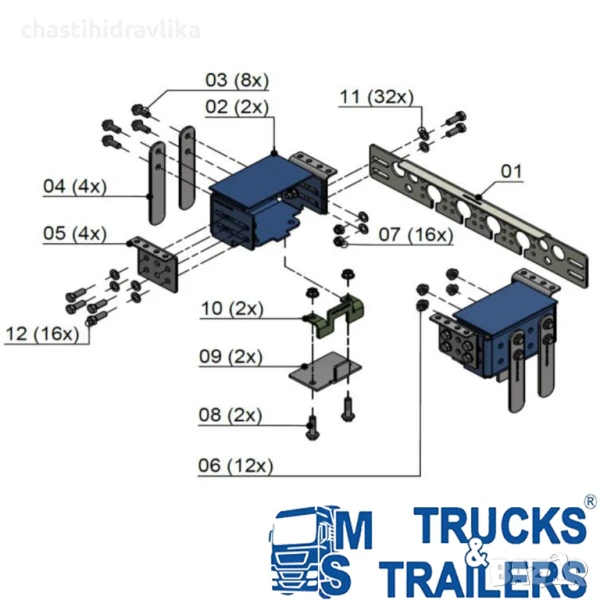Монтажен комплект за резервоар зад кабината HYVA 14221608, снимка 1