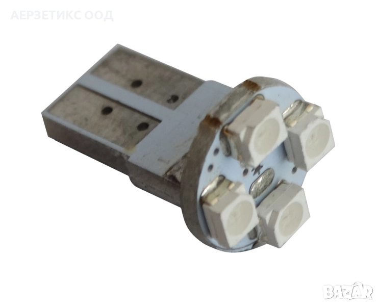 Крушка T10 W5W Зелена 12V 4LED SMD, снимка 1