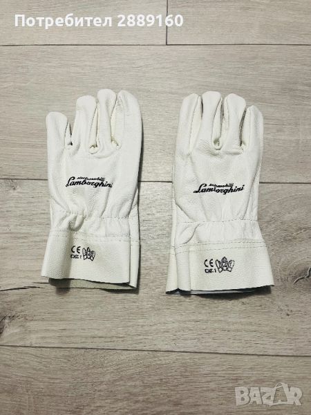 Оригинални снежно бяли кожени ръкавици за Lamborghini, снимка 1