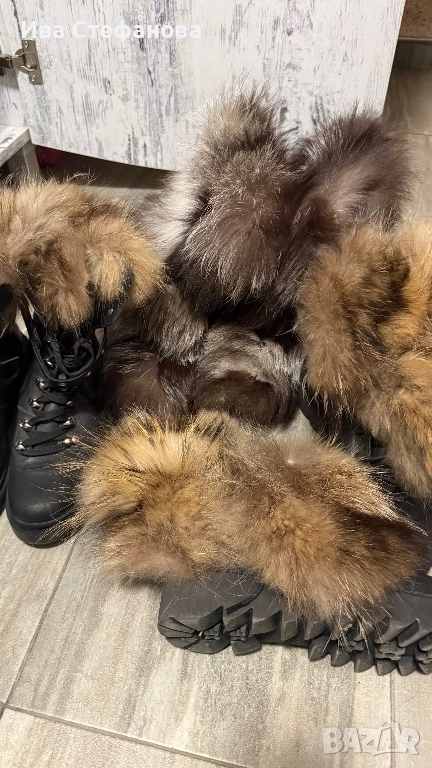 Разкошни боти естествена кожа естествен косъм от лисица  номер 39 , снимка 1