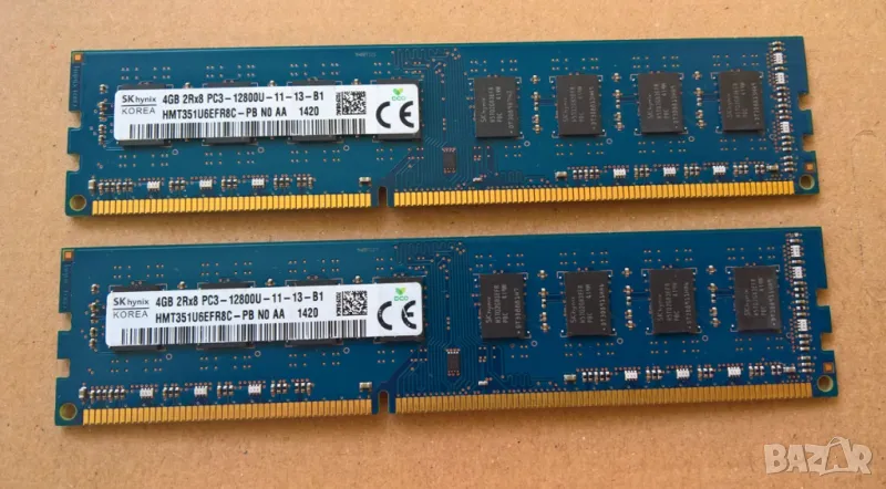 kit ram 2x4gb ddr3 1600mhz pc12800, снимка 1