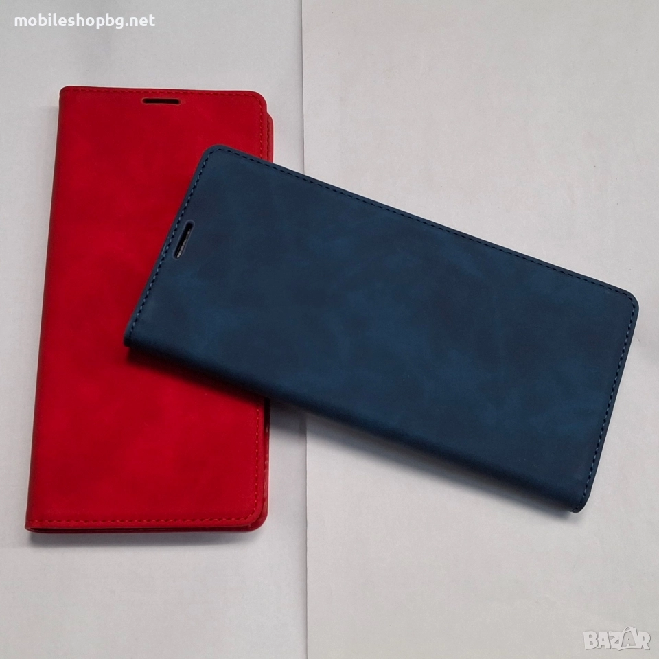 Redmi 15C калъф страничен с прегради и закопчаване червен син, снимка 1