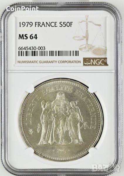 Сребърна монета 50 Francs 1979 ms64, снимка 1