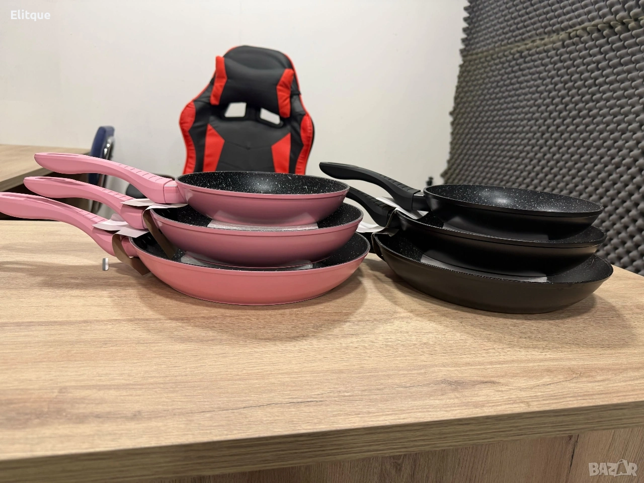 Комплект тигани Cheffinger с мраморно покритие – 3 части за всяка кухня - черен цвят, снимка 1