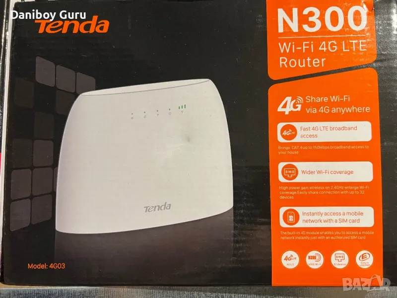 Безжичен Рутер Tenda 4G03, N300, 4G LTE, снимка 1