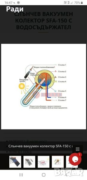Вакуумен неръждаем слънчев колектор 150 л., снимка 1