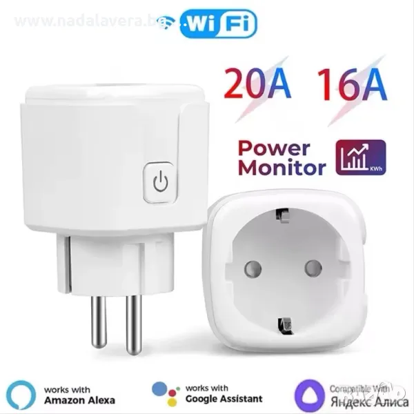Смарт Контакт / Smart Plug WiFi / Smart Home Google Home / Alexa 16/20A, снимка 1