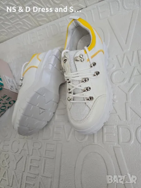 Дамски маратонки различен модел бяло с жълто , снимка 1