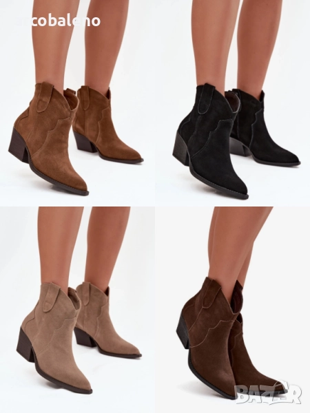 Дамски уестърн и байкърски ботуши Beretta от естествен велур, 4цвята , снимка 1