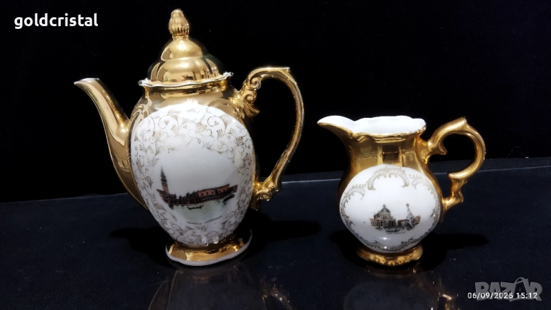 старинен немски порцелан Бавария чайник и каничка , снимка 1