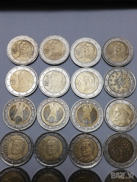 лот от 22 монети от 2 евро различни държави, снимка 1