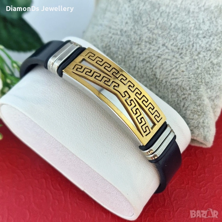 Luxury Greek Line ✨ | мъжка гривна с позлата, снимка 1