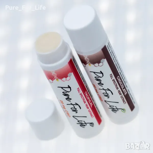 CBD БАЛСАМ ЗА УСТНИ PURE FOR LIFE™ с 25 мг Натурално Пълноспектърно ЦБД масло с Терпени., снимка 1