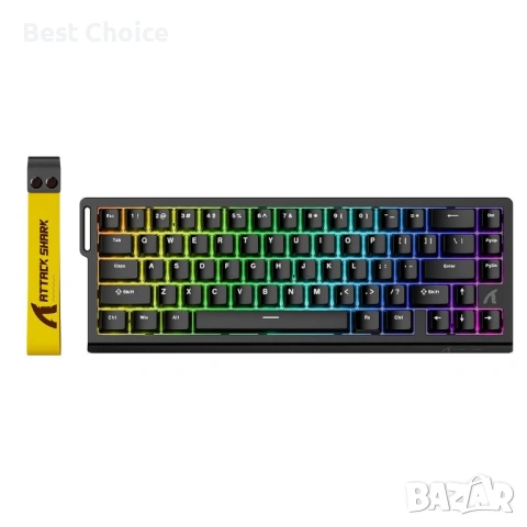 Геймърска клавиатура ATTACK SHARK X68 HE 8000Hz Rapid Trigger, 0.01 mm RT точност, кабелна RGB 60% 