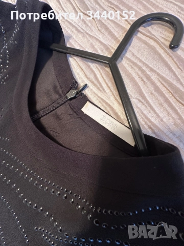 Рокля с черни камъни, BOSS, снимка 4 - Рокли - 51633387