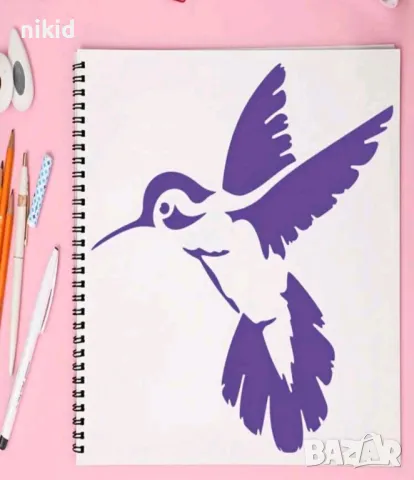 4 вида птичка птица Колибри цвете стенсил шаблон за спрей за торта украса Scrapbooking, снимка 3 - Други - 50340585