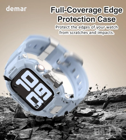 Калъф с каишка за смарт часовник ULTIMAL, съвместим с Apple Watch Series 11/10 42 мм, (42 мм, син), снимка 6 - Смарт часовници - 53934366