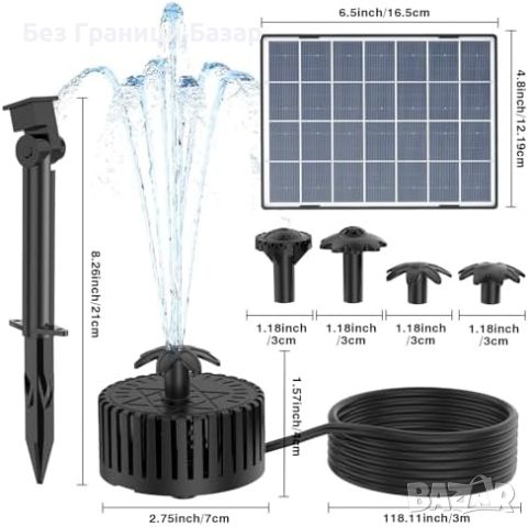 Нов Слънчев фонтан AISITIN 4.5W с 4 дюзи за градина двор Водна помпа , снимка 2 - Други - 46435631