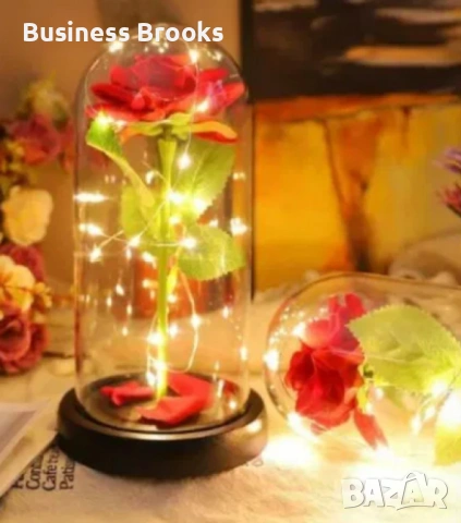 Красива осветена роза в стъкленица с красива подаръчна кутия, снимка 2 - Романтични подаръци - 53225986