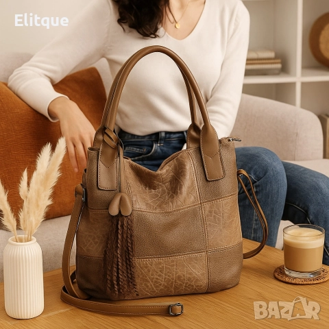 Ежедневна дамска чанта тип торба, през рамо, снимка 4 - Чанти - 52775366