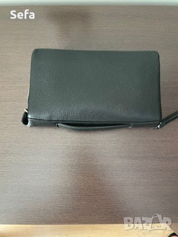 черна оригинална кожена мъжка чанта клъч, снимка 4 - Чанти - 46159306