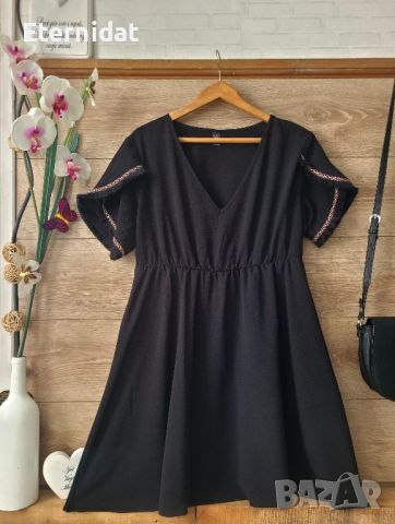 Черна разкроена рокля SHEIN , снимка 1 - Рокли - 45626116