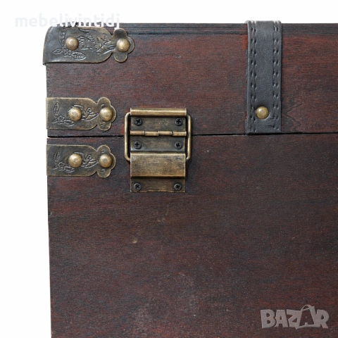 Антична дървена ракла с метални обкови, снимка 4 - Ракли - 53557755