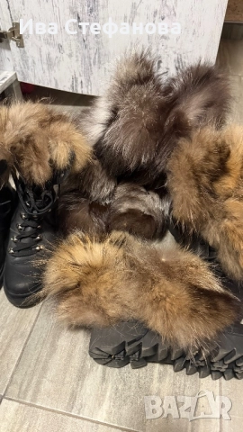 Разкошни боти естествена кожа естествен косъм от лисица  номер 39 