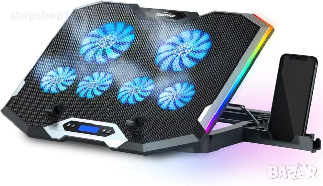 Охлаждаща подложка за лаптоп TopMate C11 RGB Охладител за геймърски преносими компютри, стойка за ве, снимка 1 - Лаптоп аксесоари - 46447112