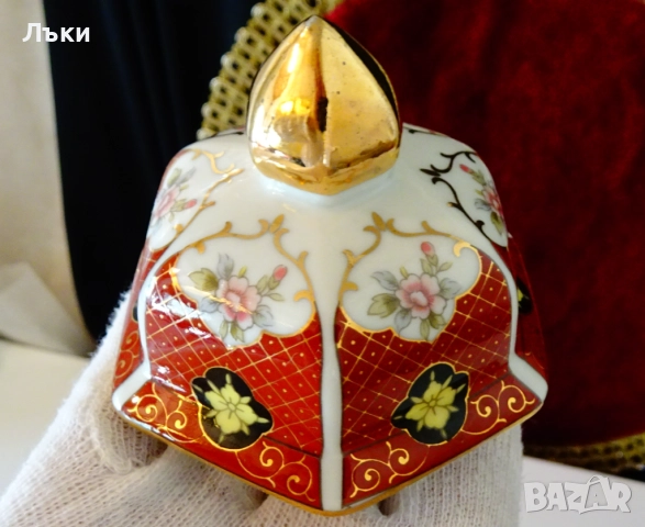 Урна,ваза,буркан японски порцелан Eiwa Kinsei,злато,птици. , снимка 4 - Вази - 51826085