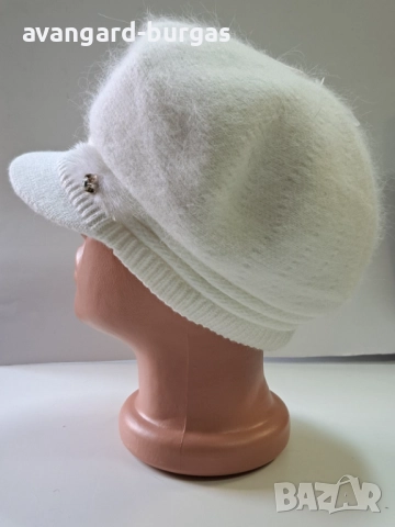 323 Дамска бутикова шапка каскет - ангора, снимка 3 - Шапки - 52529962