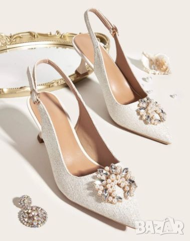 Дамски сватбени обувки, 38 EU, снимка 2 - Дамски обувки на ток - 45830325