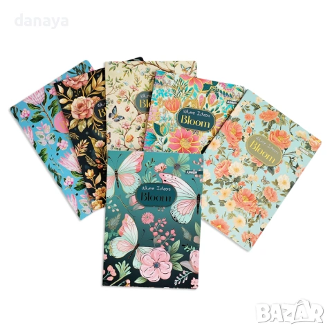 6609 Луксозна тетрадка с дясно и ляво поле с модерна корица Bloom, 40 листа, Офсет, голям формат А4