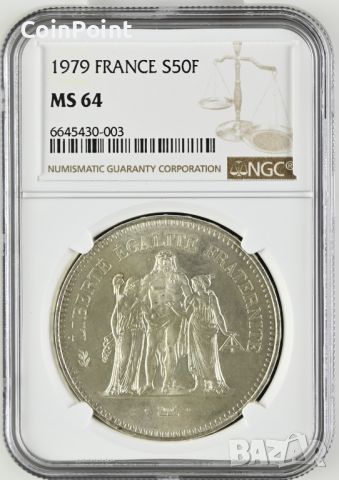 Сребърна монета 50 Francs 1979 ms64, снимка 1 - Нумизматика и бонистика - 45851244
