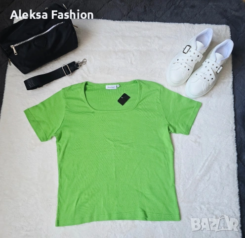 Дамска зелена тениска актуален цвят за сезона, снимка 3 - Тениски - 37123860