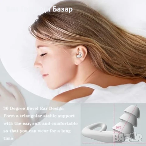 Нови Тапи за уши за спане и шумопотискане – 2 чифта, многократни, снимка 3 - Други - 50799595