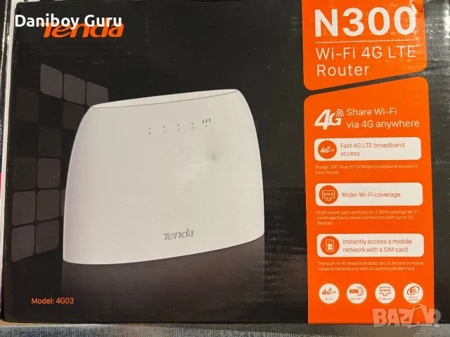 Безжичен Рутер Tenda 4G03, N300, 4G LTE, снимка 1 - Рутери - 49135950