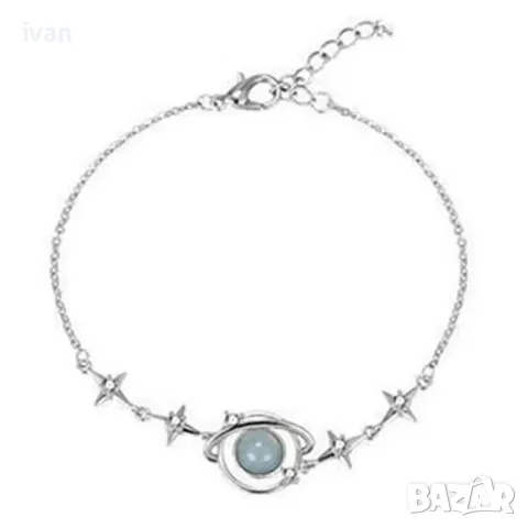 Гривна с камък Moonlight, родиево покритие, 17 см, 