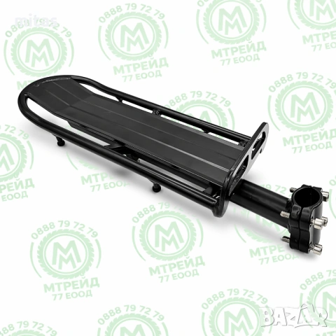 Универсален багажник за велосипед, алуминиев, черен, 35 x 12 см, до 10 кг