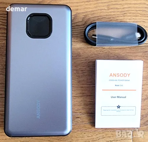 65W външна батерия, преносимо зарядно за лаптоп 25000mAh, с 3 порта и цифров дисплей, сребриста, снимка 7 - Външни батерии - 50256226