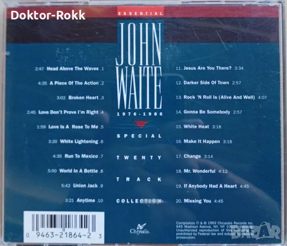 John Waite – Essential - 1976 - 1986 (1992, CD), снимка 2 - CD дискове - 47080733