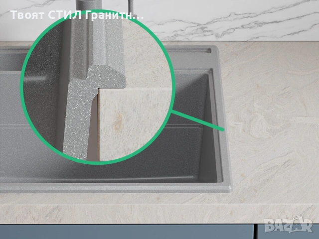Сив гранитна кухненска мивка Сидни 620-45 Pocket Ergo Multilevel, снимка 7 - Мивки - 53813034