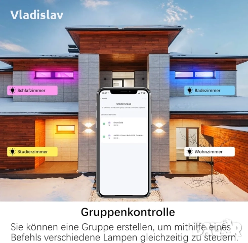 ANTELA Умна крушка E27 WiFi LED 9W, снимка 4 - Лед осветление - 52383288