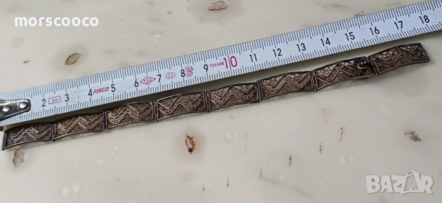 старинна сребърна гривна филигран - Au:800/1000 , снимка 2 - Гривни - 52461476