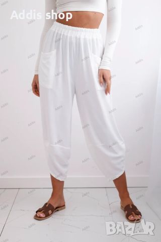 Дамски панталони с широки крачоли и джобове, 4цвята , снимка 3 - Панталони - 45900004