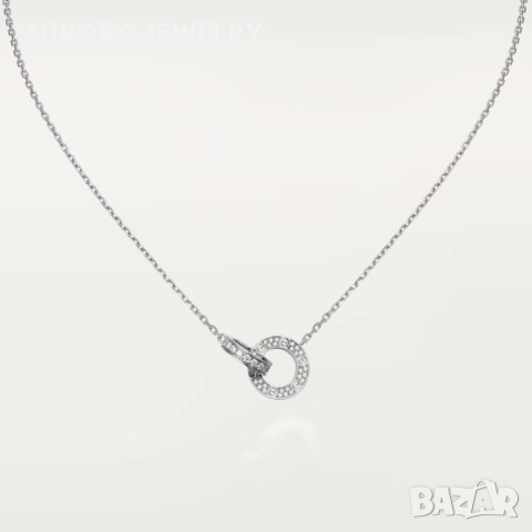 CARTIER Love White Gold Paved Diamonds Chain Дамскo Колие, снимка 11 - Колиета, медальони, синджири - 52905162