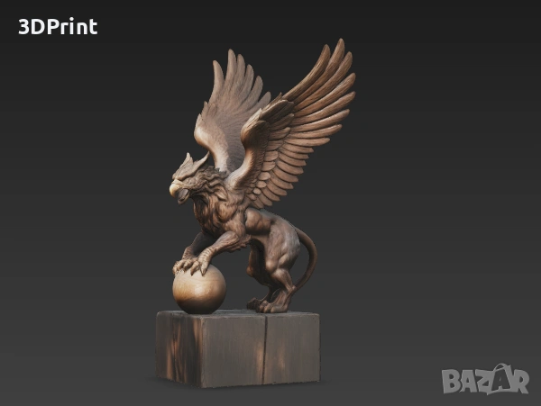Грифон пазител със сфера – 3D принтирана декоративна статуетка, снимка 2 - Статуетки - 53914686